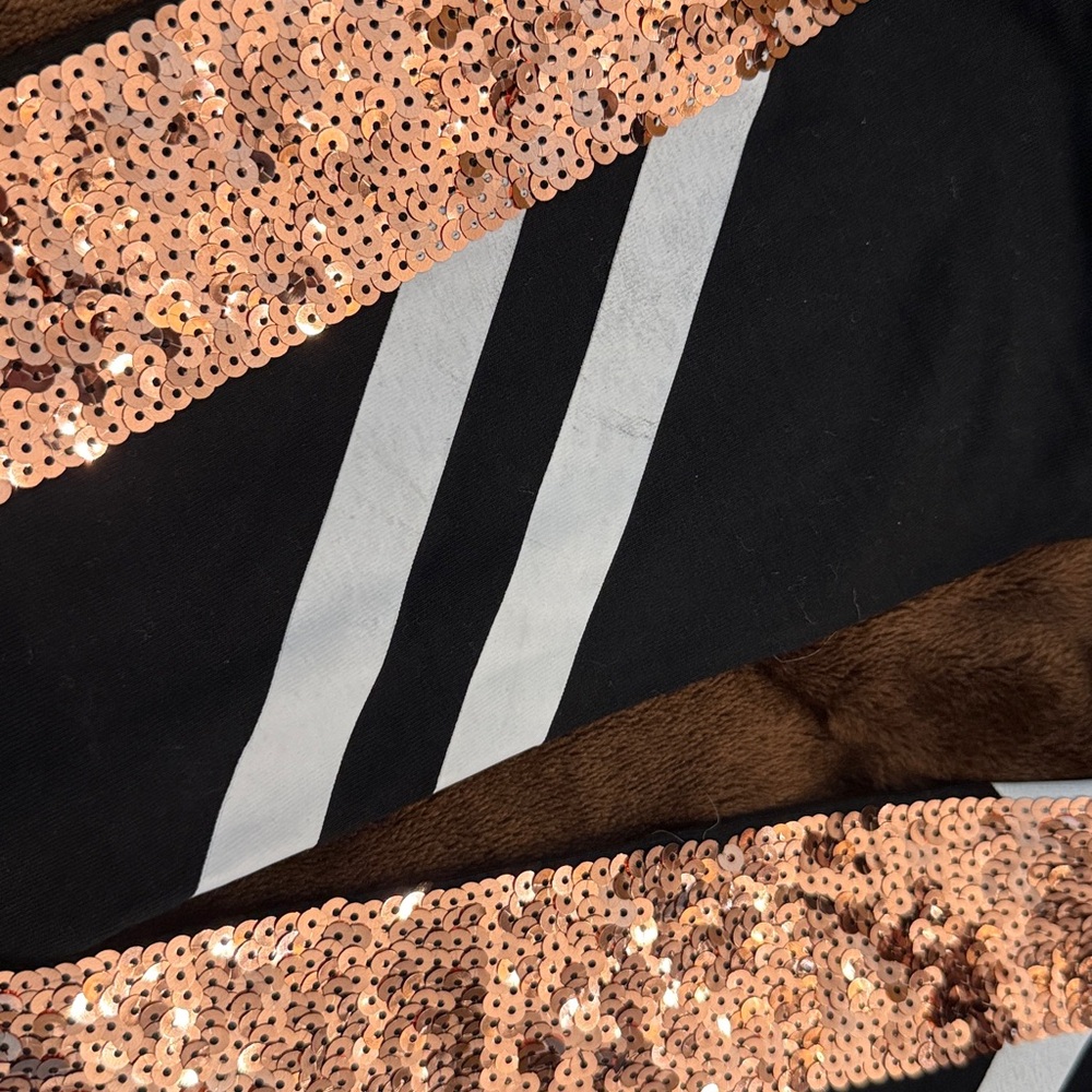 PINK Victoria's Secret Black Leggings with Rose Gold Sequin Side Stripes - Picture 6 of 6